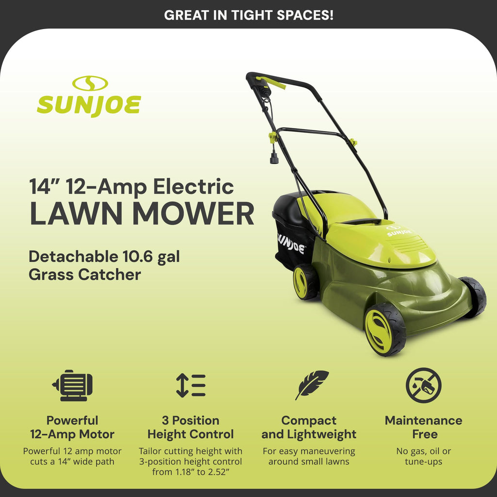 14-Inch 12-Amp Electric Lawn Mower with 10.6-Gallon Bag E523