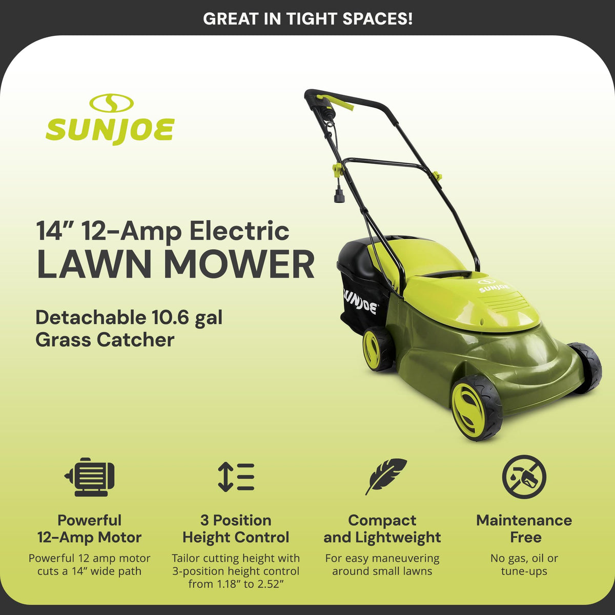 14-Inch 12-Amp Electric Lawn Mower with 10.6-Gallon Bag E523