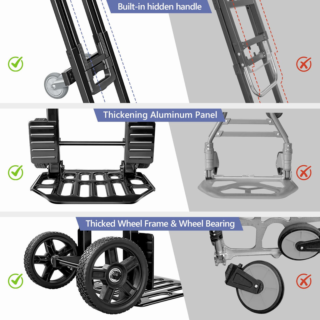 3-in-1 Convertible Dolly Cart 600LB Hand Truck with 6 Wheels N4010