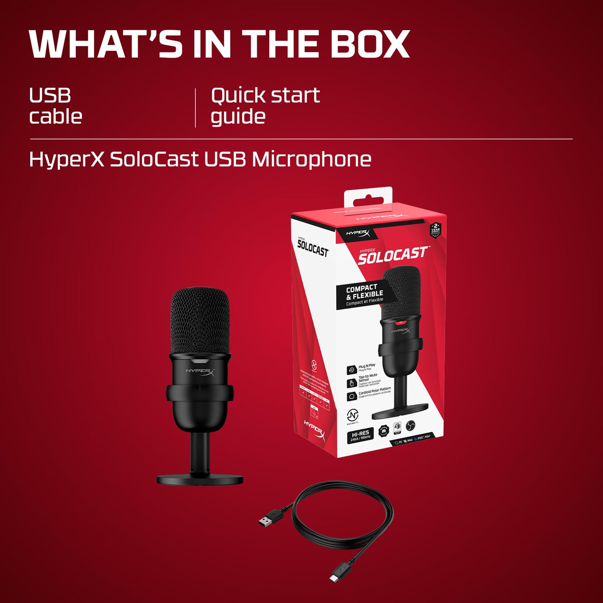 USB Condenser Gaming Microphone, Cardioid, Black C529193