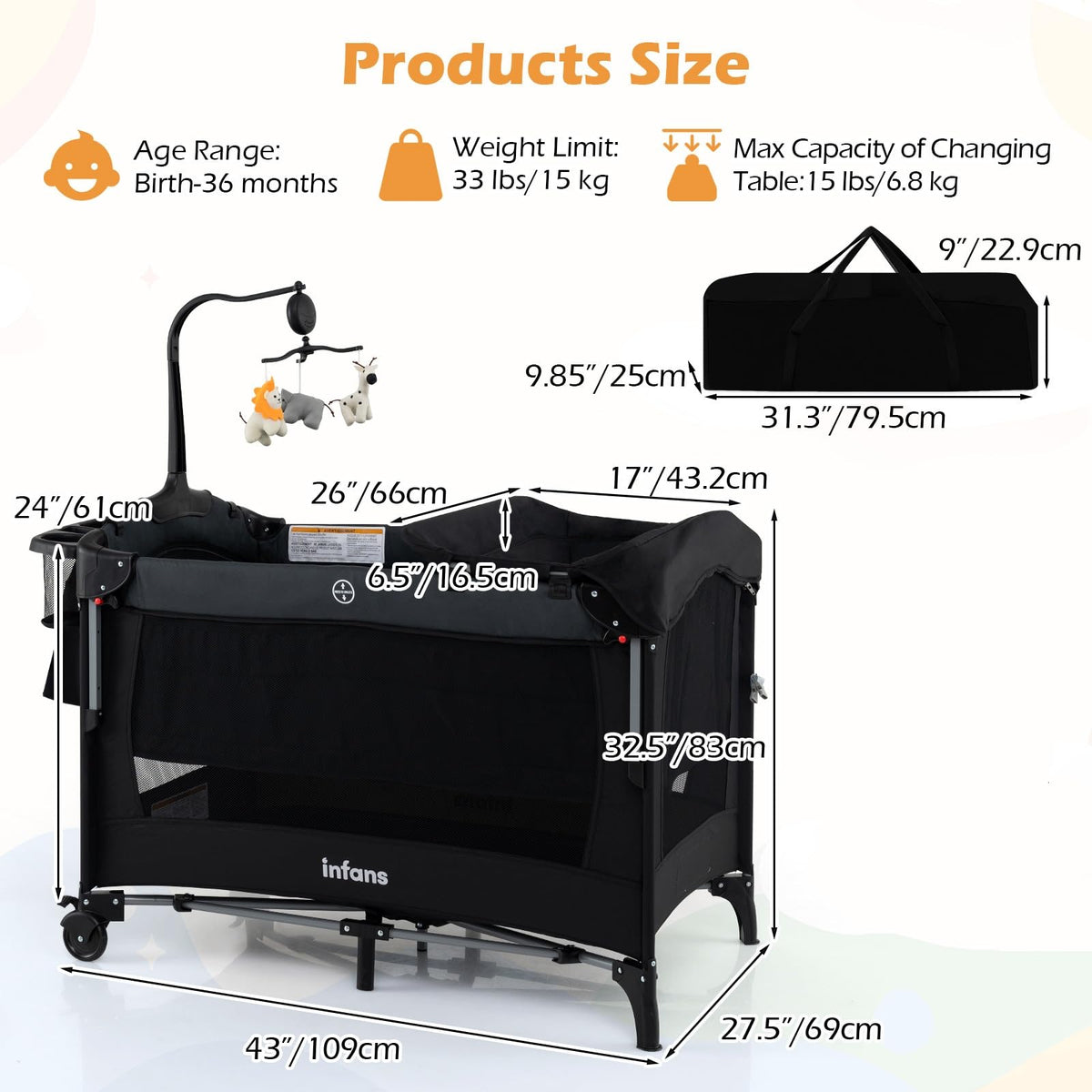 4 in 1 Baby Bassinet Bedside Crib D64090