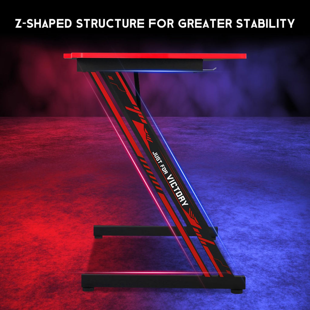 47 Inch Z Shaped Gaming Desk with Headphone Hook P105401