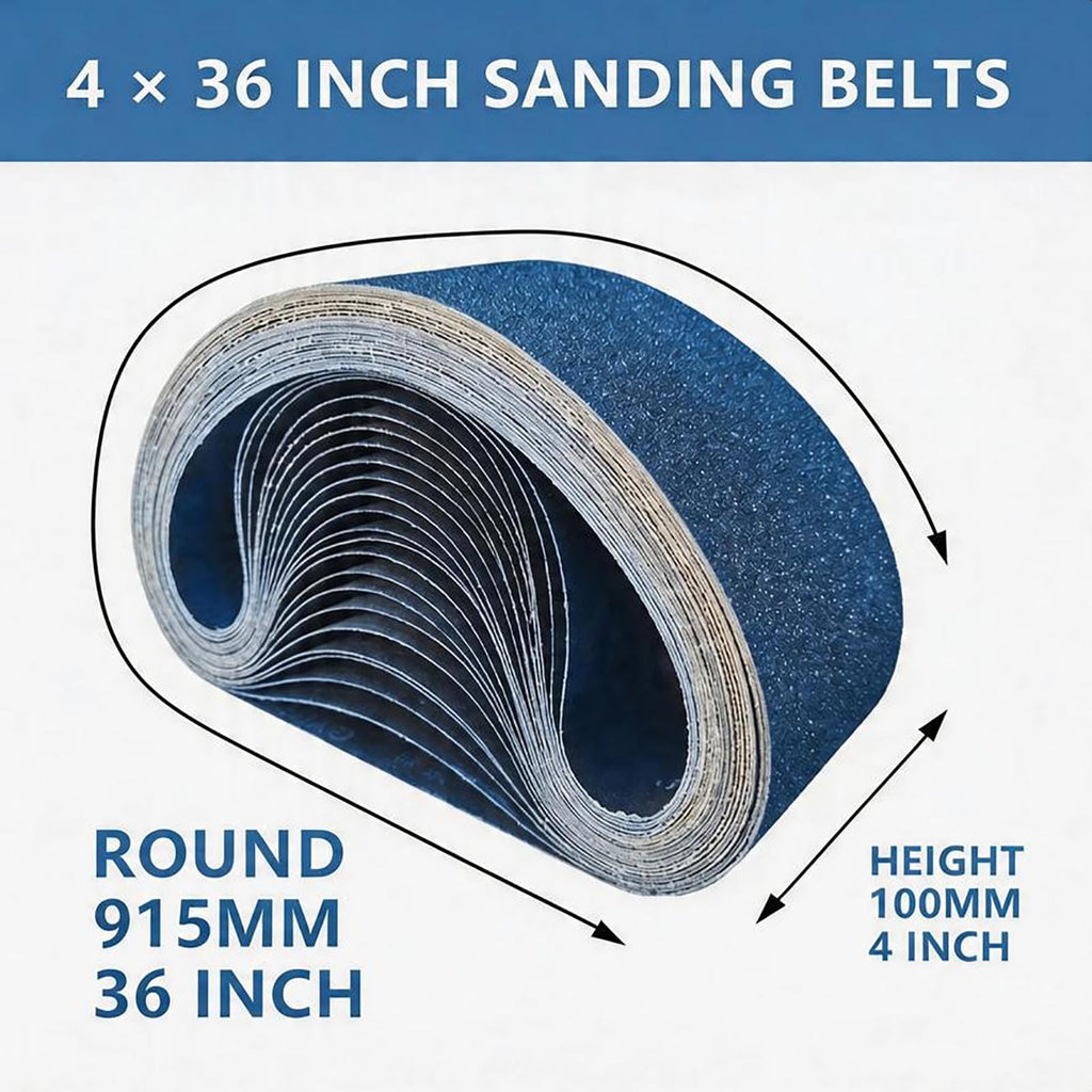 4" x 36" Zirconia Sanding Belts, 15Pcs Assorted Grits R671