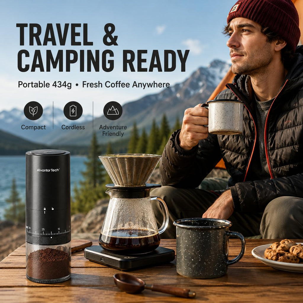 Portable Electric Burr Coffee Grinder with Ceramic Conical Burr Q8858