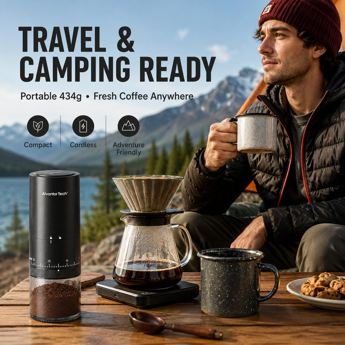Portable Electric Burr Coffee Grinder with Ceramic Conical Burr Q8858