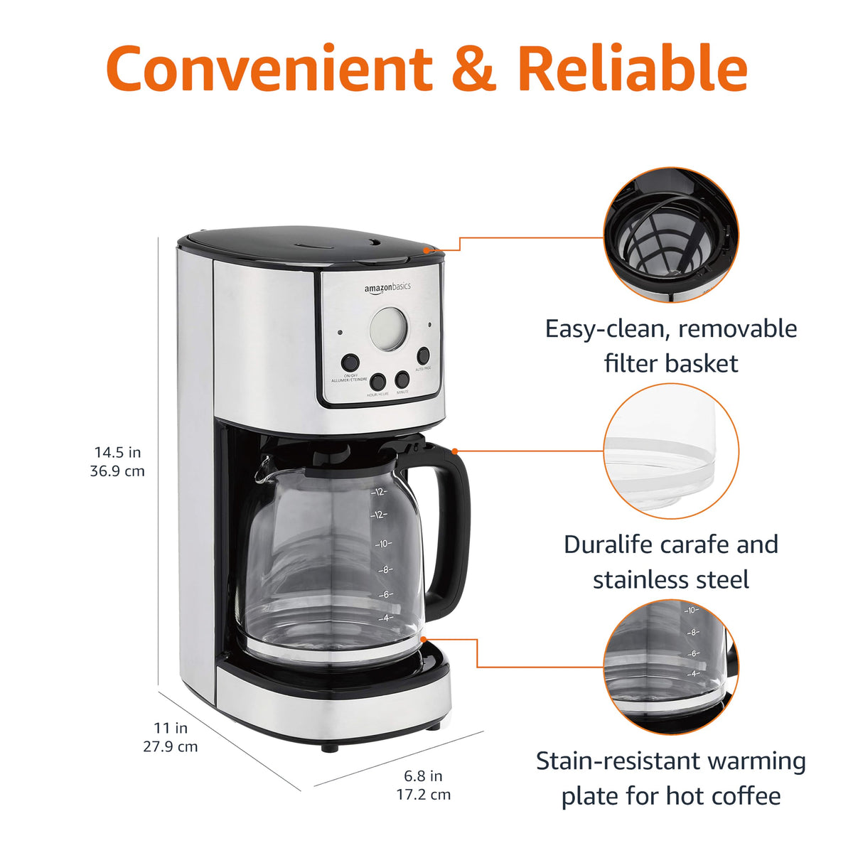 12 Cup Stainless Steel Programmable Coffeemaker S814453