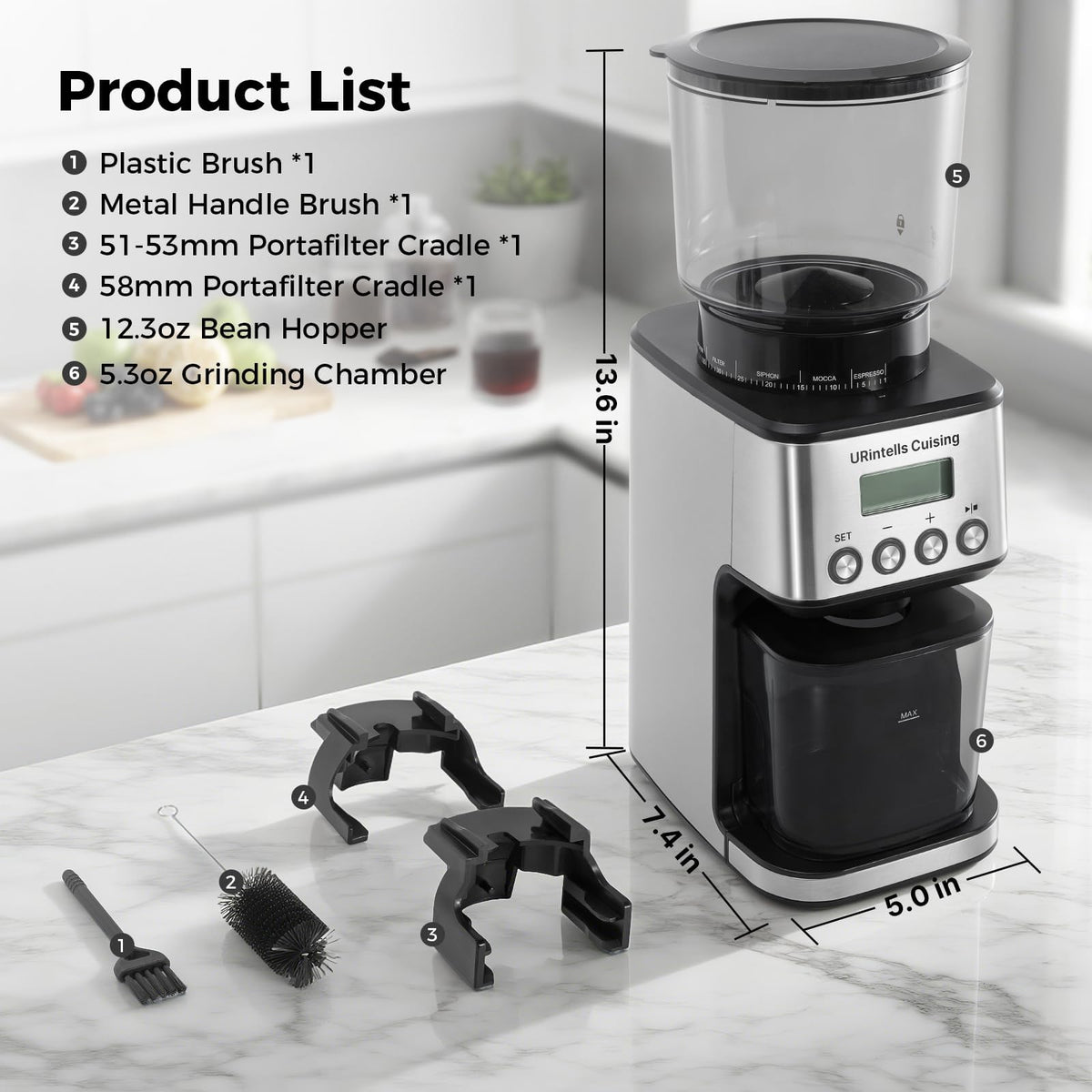 Silver Conical Burr Coffee Grinder N760