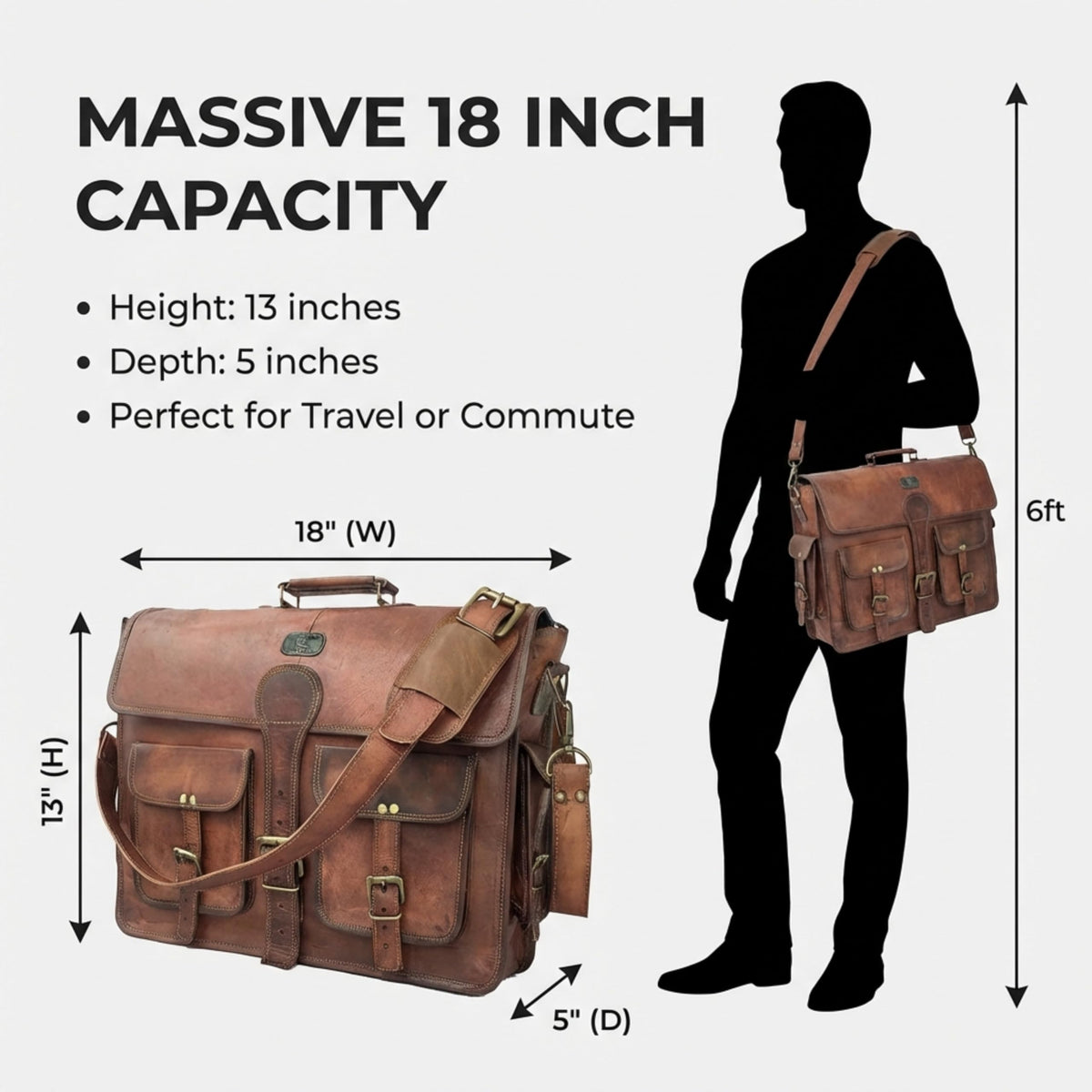 Vintage Brown Full Grain Leather Messenger Bag A17993