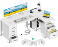 55 Inch L Shaped Office Desk with 6 Drawers White K364101