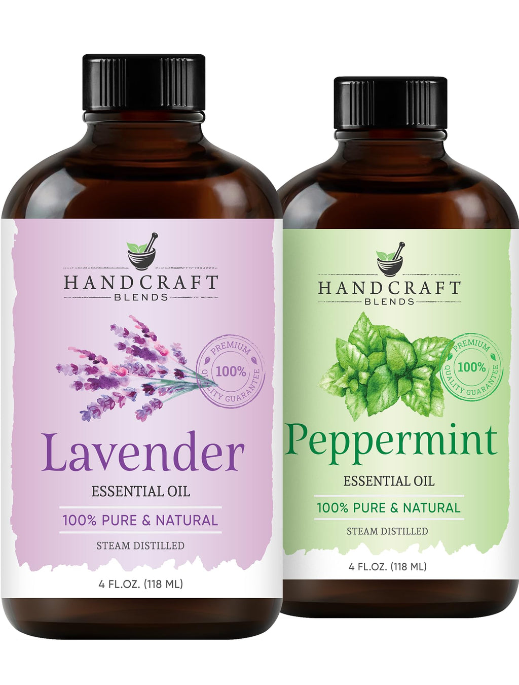 Peppermint and Lavender Essential Oils Set 2 x 4 Fl Oz B124169