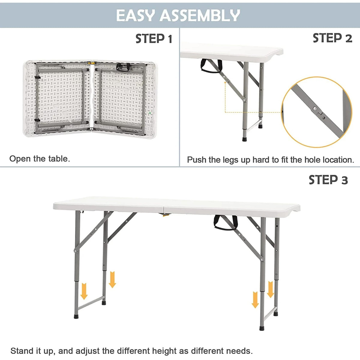 4 Foot Portable Heavy Duty Plastic Folding Table G3212