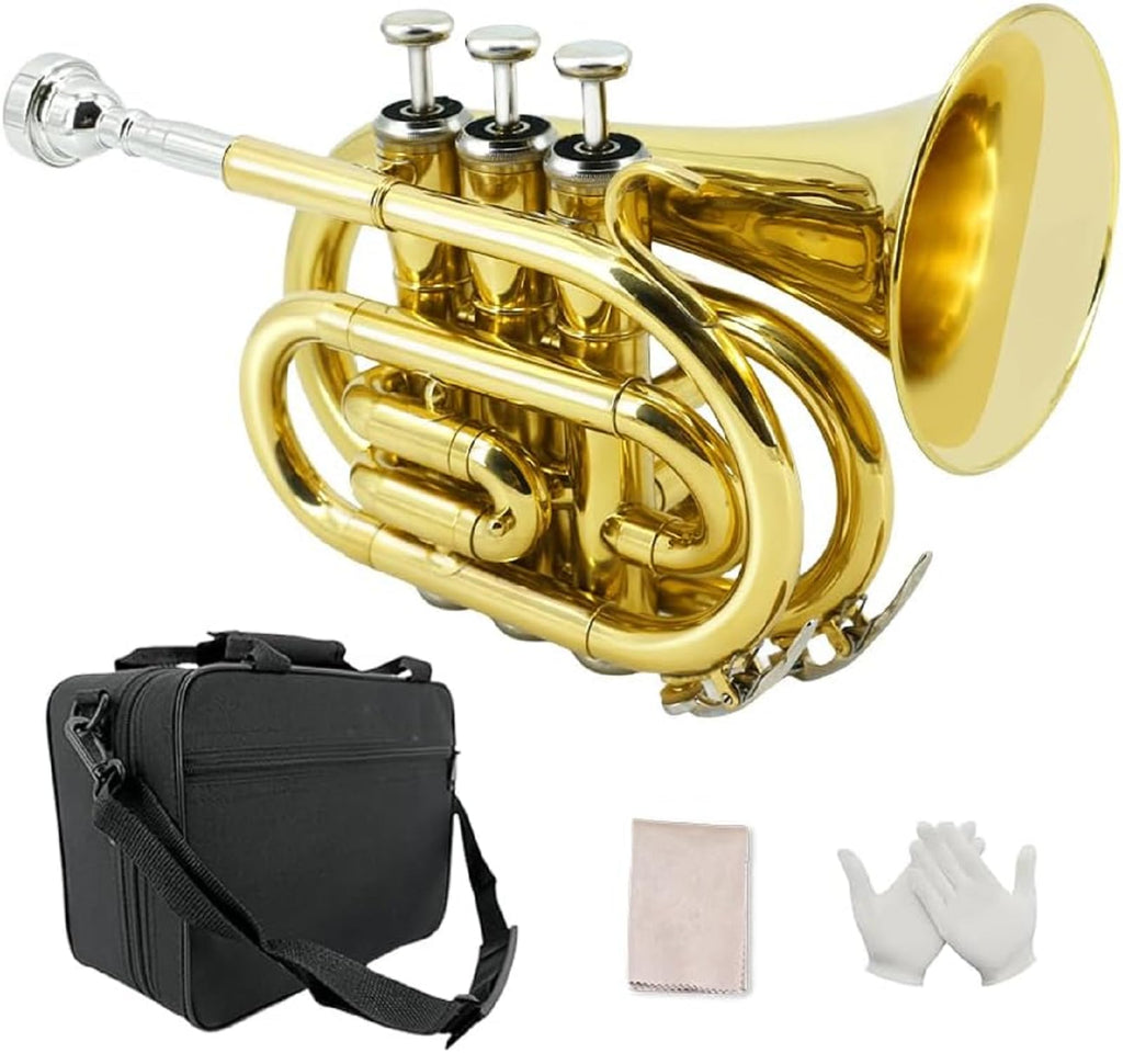 Bb Flat Brass Pocket Trumpet with 7C Mouthpiece S821