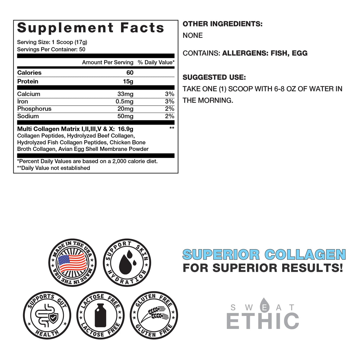 Unflavored Hydrolyzed Collagen Peptides Powder N804