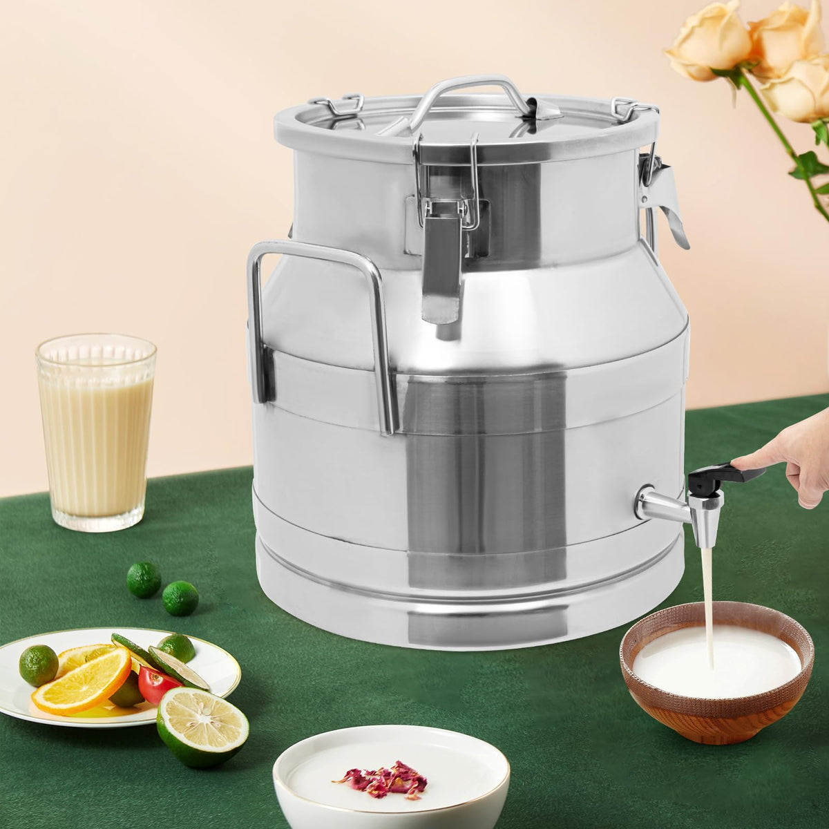 Stainless Steel Milk Can with Faucet, 20L Silicone Sealed Lid F4610
