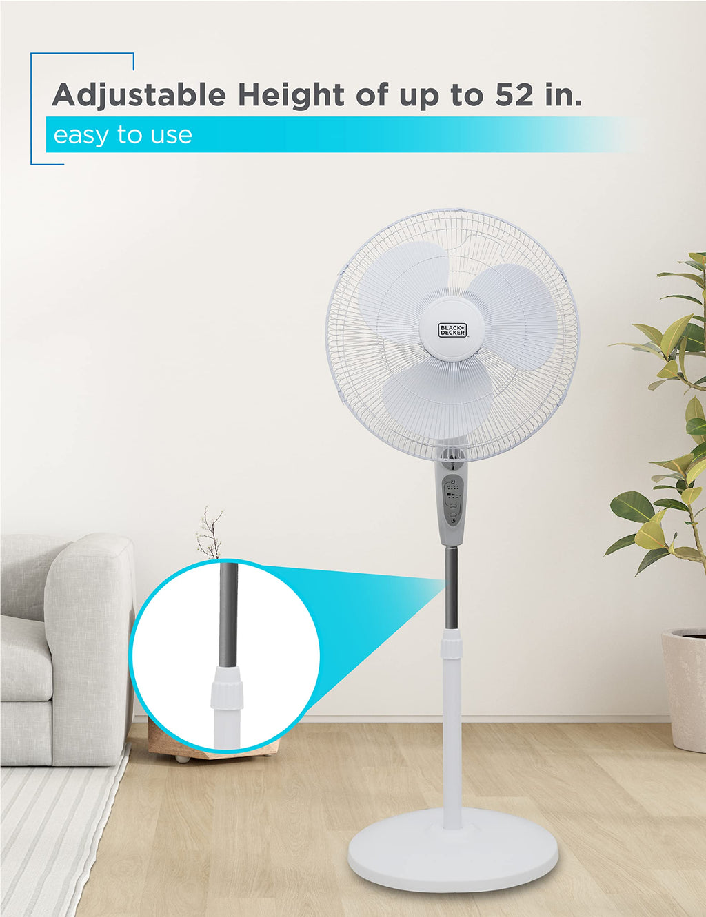 18-Inch Stand Fan with Remote and 3-Speed Settings, White O70147