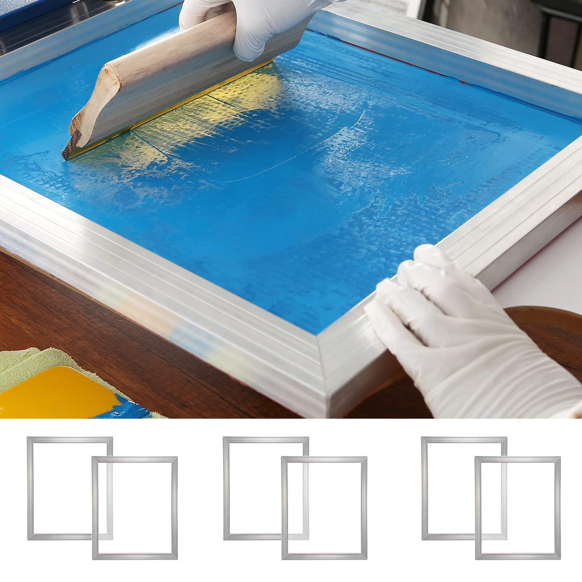 6 Pieces Aluminum Silk Screen Frame with 110 Count Nylon Mesh M550