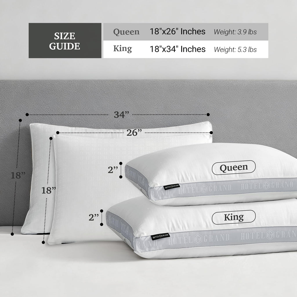 King Size Set of 2 Medium Soft Bed Pillows S836