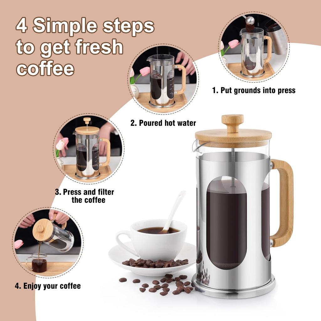 34 oz Borosilicate Glass French Press Coffee Maker S140261
