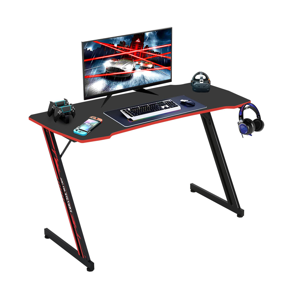 47 Inch Z Shaped Gaming Desk with Headphone Hook P105401