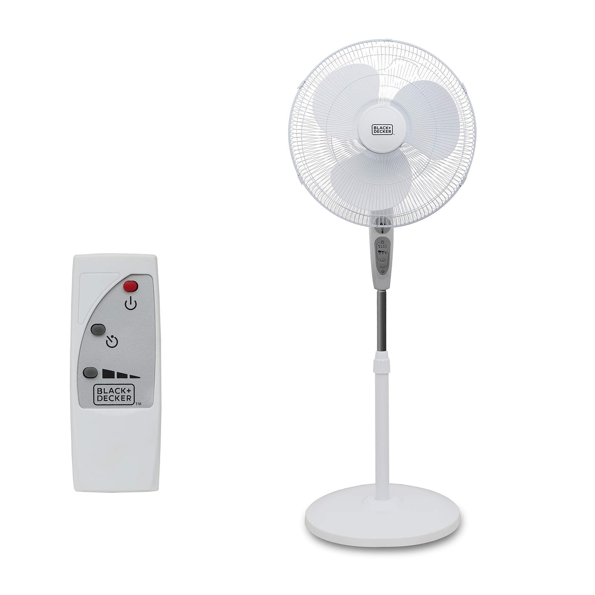 18-Inch Stand Fan with Remote and 3-Speed Settings, White O70147