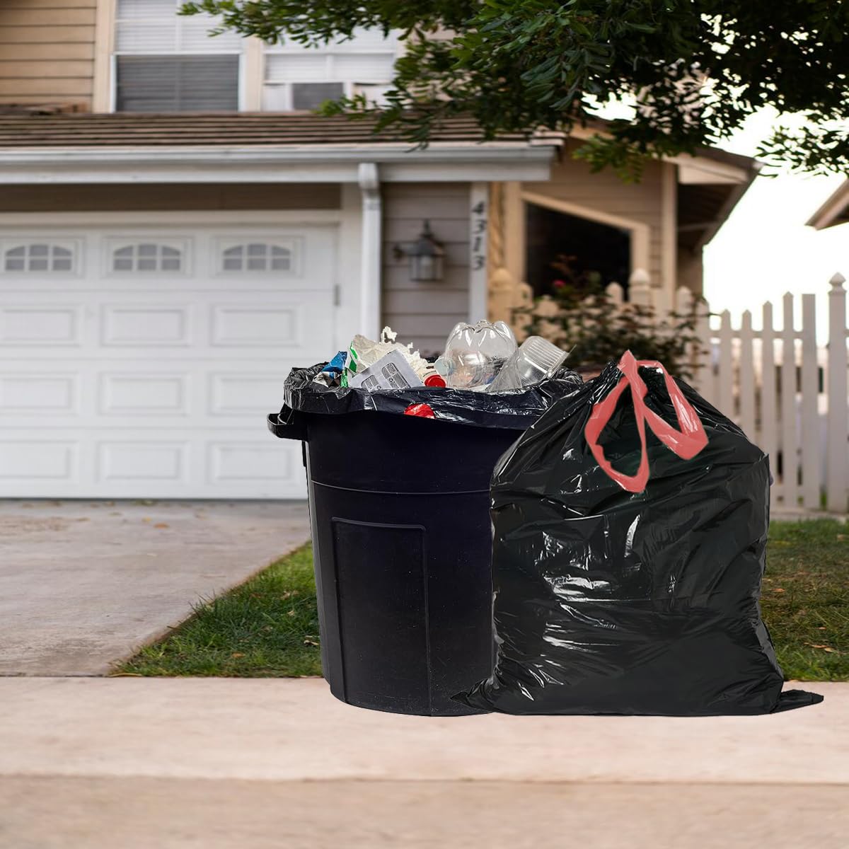 30 Gallon Drawstring Trash Bags, 150 Count Black Heavy Duty Y4261