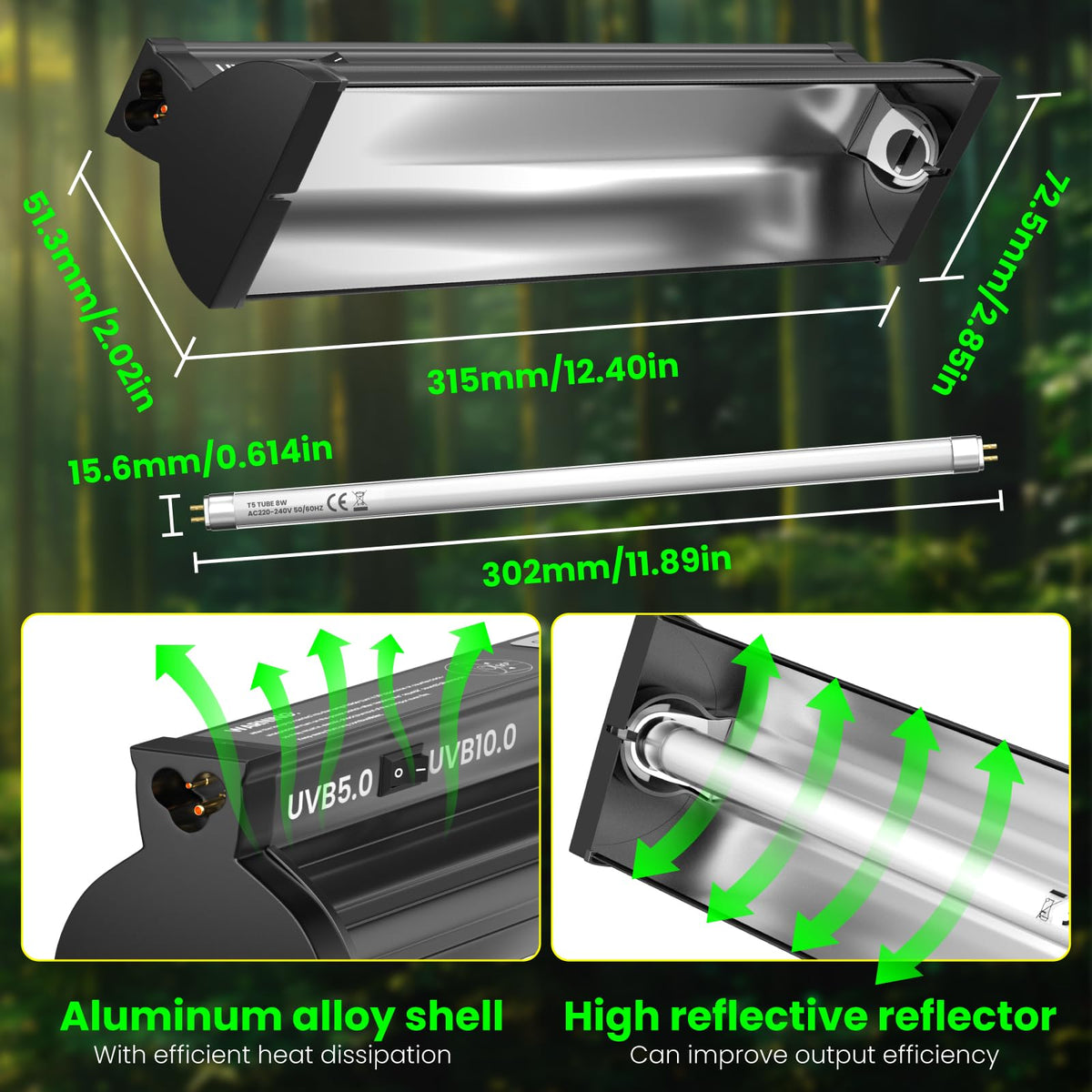 8W T5 UVB Reptile Light I41313