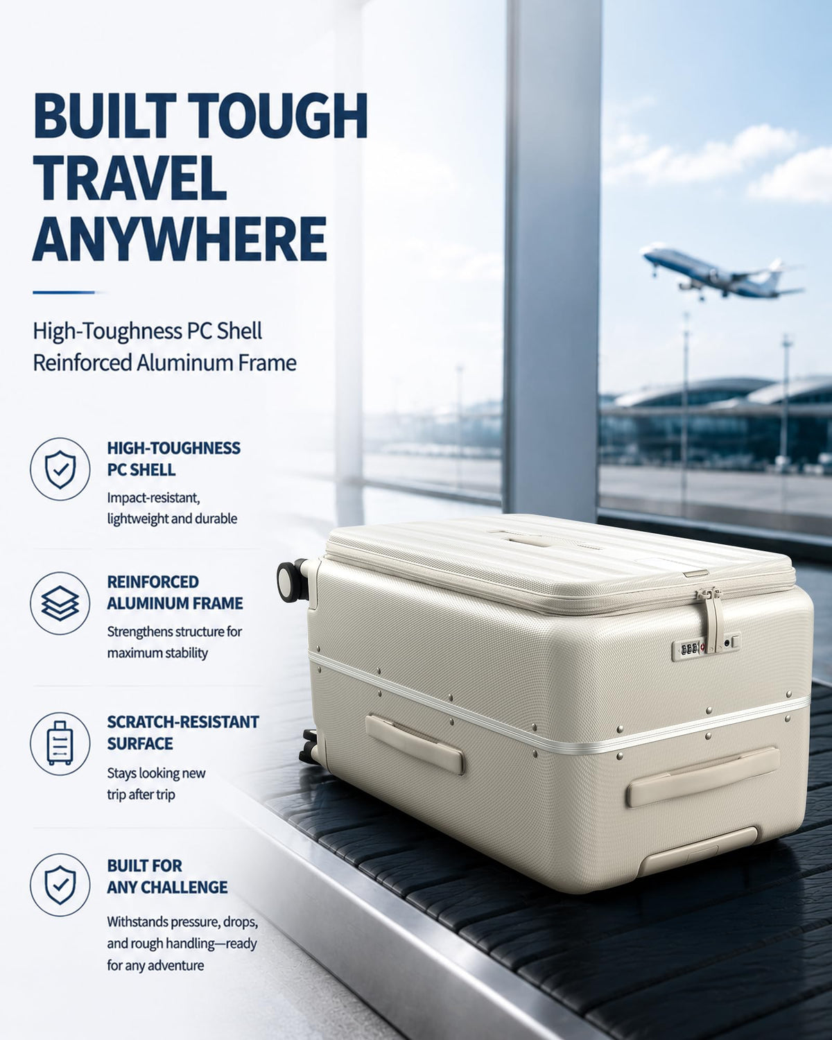 20 Inch Aluminum Frame Hard Shell Carry On Luggage with Wheels X65363