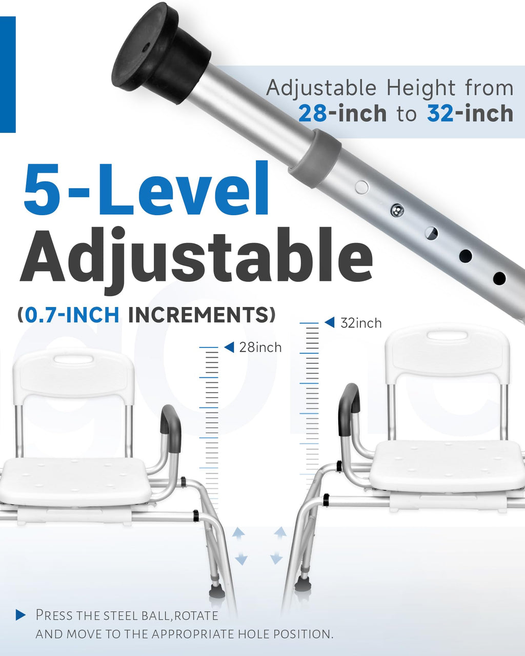 Sliding Shower Chair with 360⁰ Swivel Seat B581072