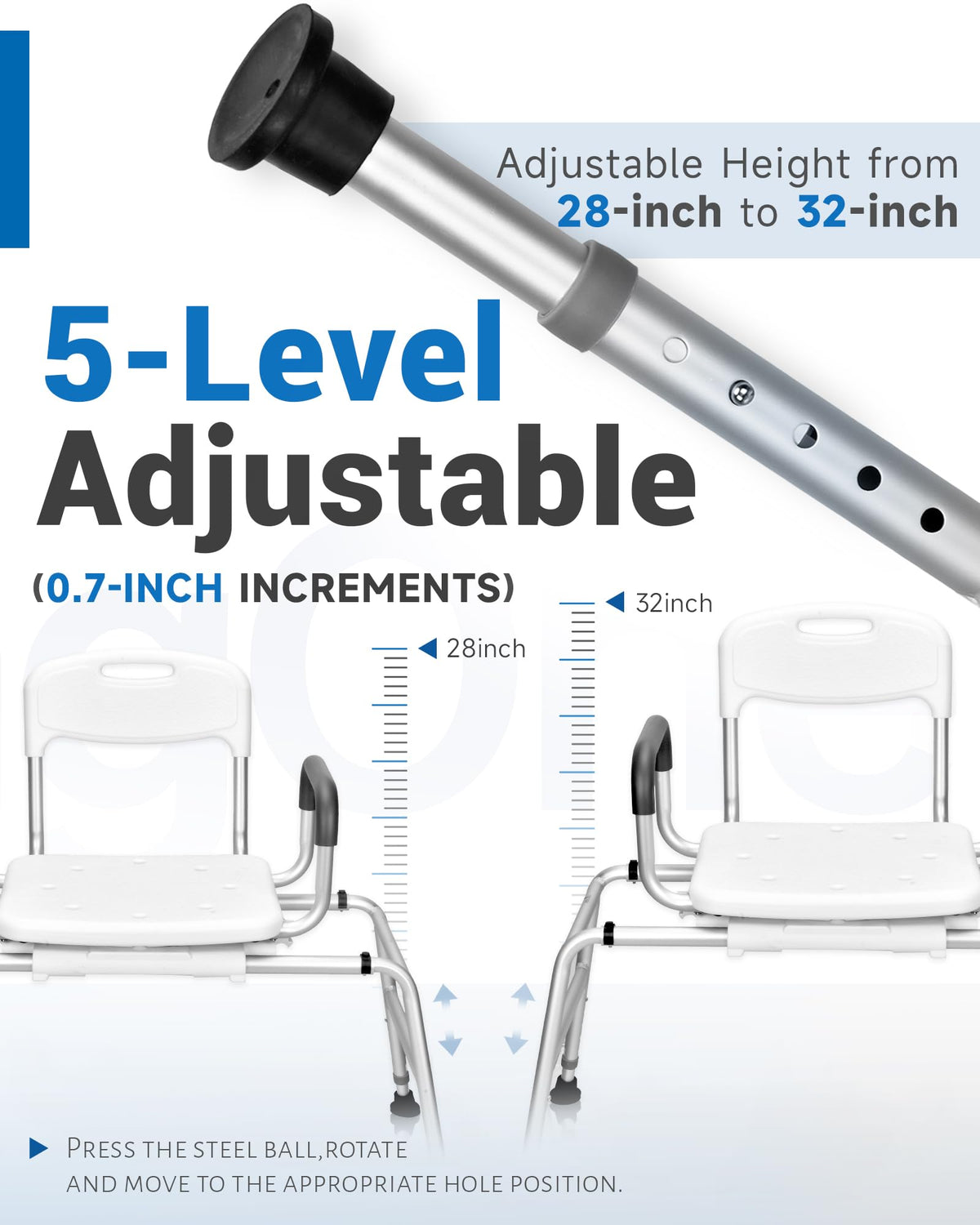 Sliding Shower Chair with 360⁰ Swivel Seat B581072