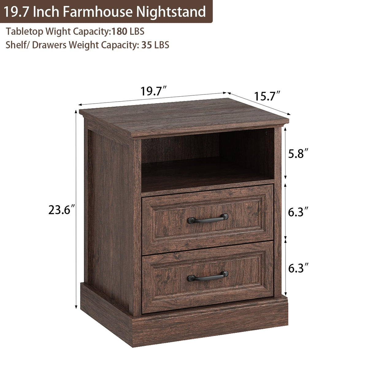 Brown 2 Drawer Nightstand Set of 2 V7422