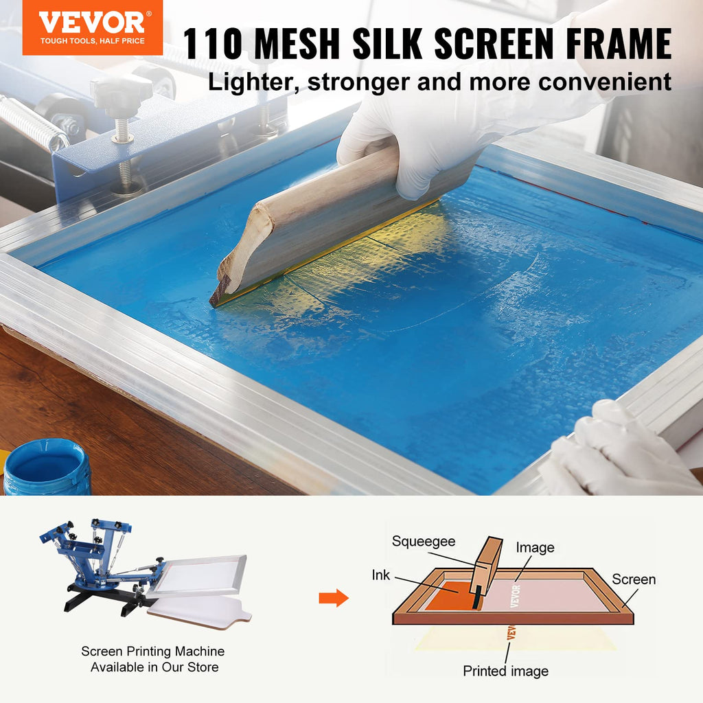 6 Pieces Aluminum Silk Screen Frame with 110 Count Nylon Mesh M550