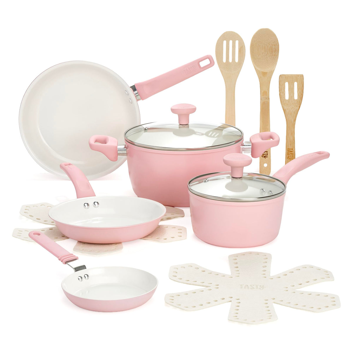 12 Piece Pink Nonstick Ceramic Cookware Set U53127