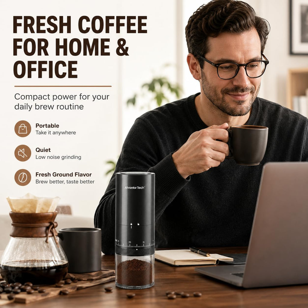 Portable Electric Burr Coffee Grinder with Ceramic Conical Burr Q8858