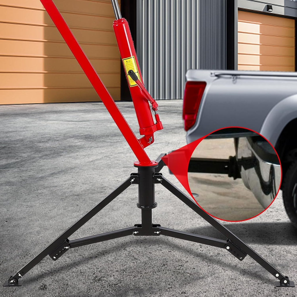 Hydraulic Pickup Truck Crane, 1000 Lbs Capacity, 360° Swivel, Red X3133