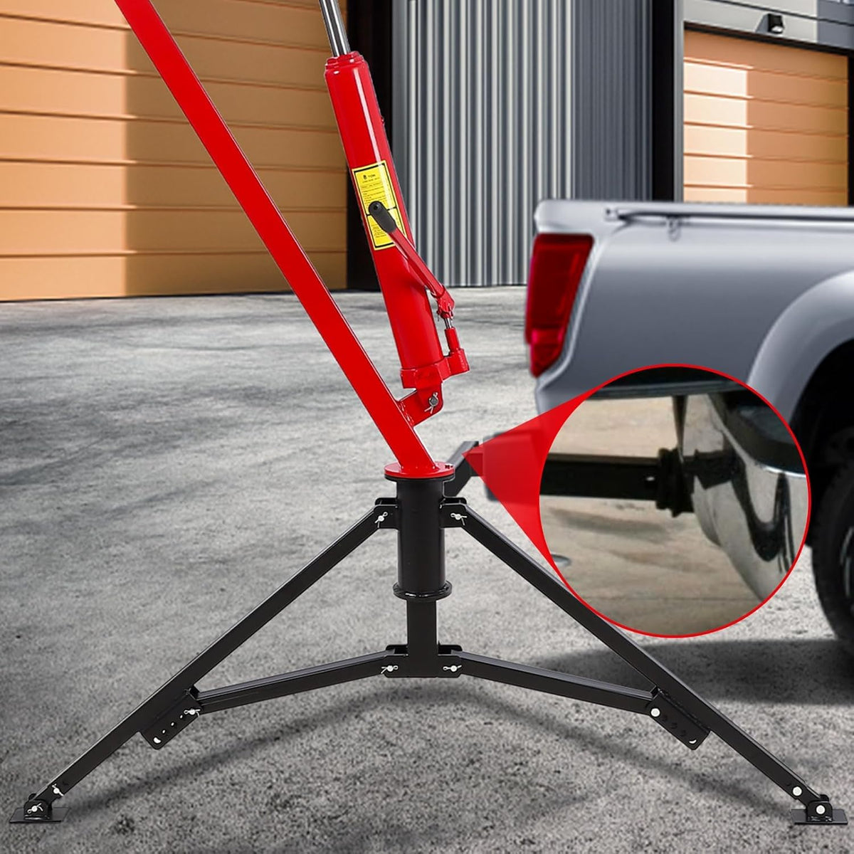Hydraulic Pickup Truck Crane, 1000 Lbs Capacity, 360° Swivel, Red X3133