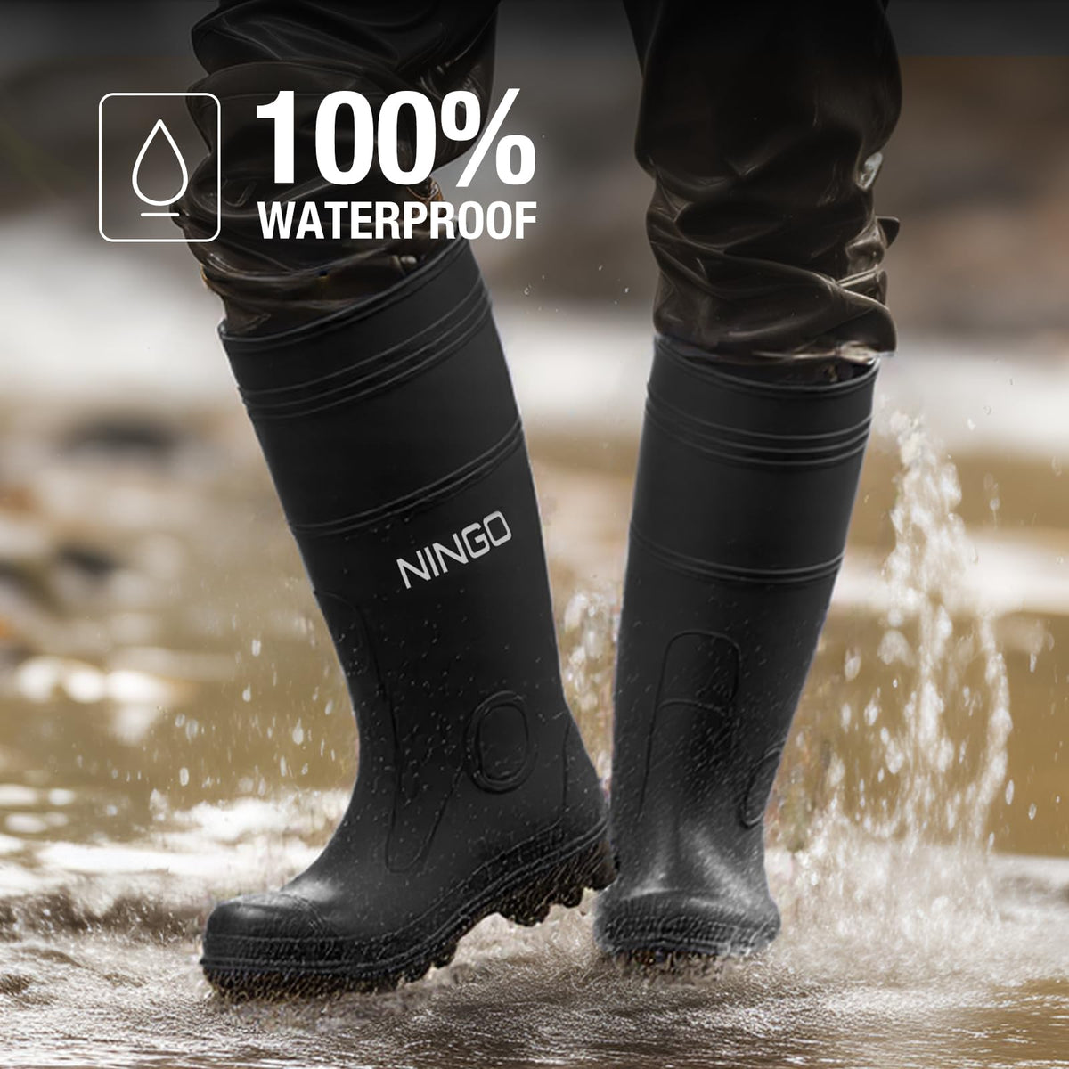 Men's Steel Toe Waterproof Rubber Boots E536367