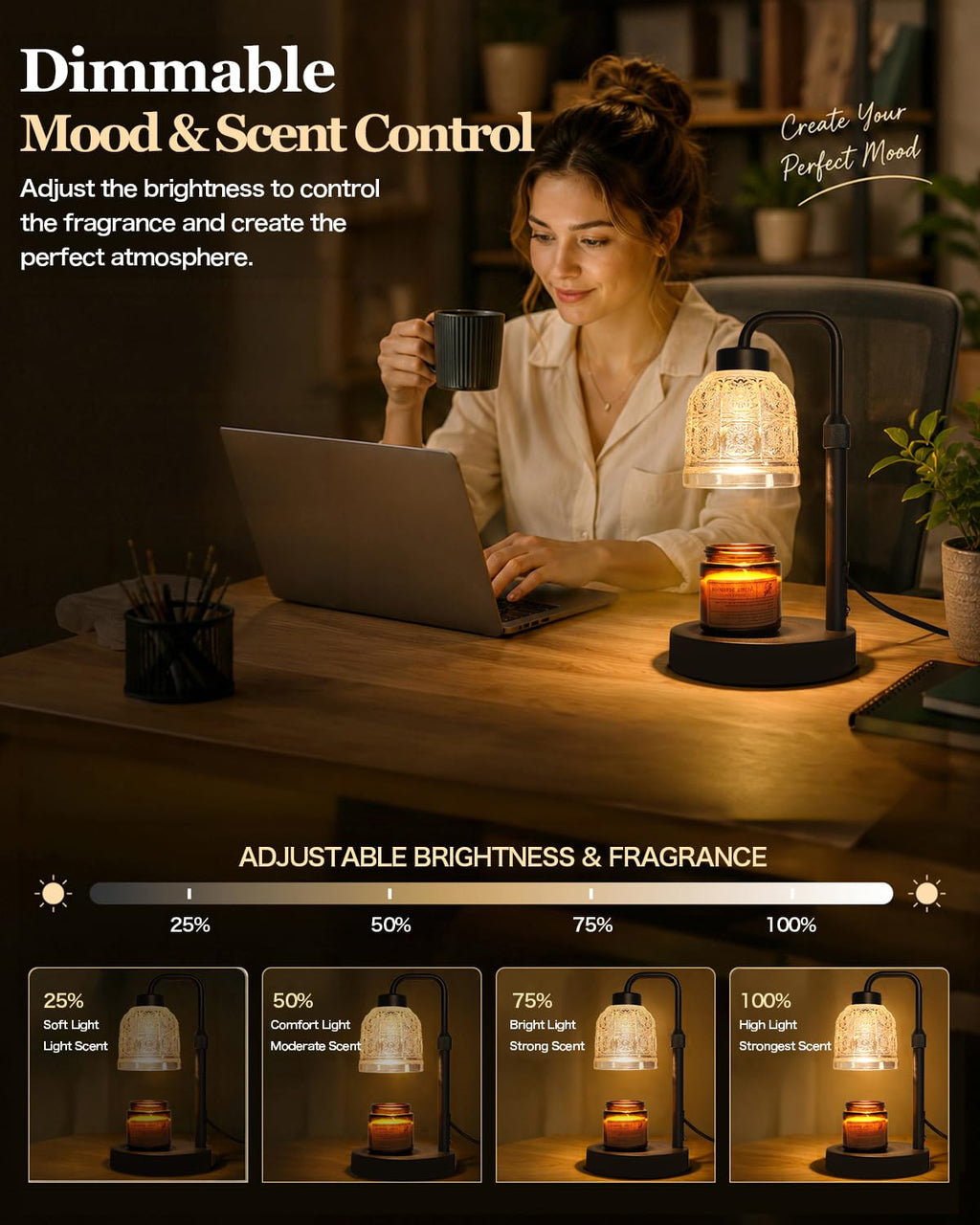 Candle Warmer Lamp with Timer, Gold H459636