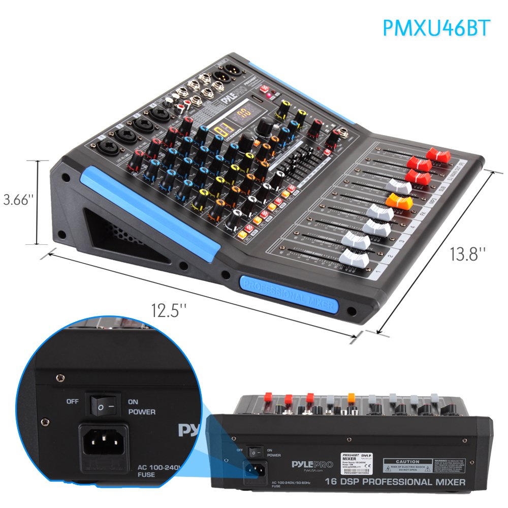 4-Channel Bluetooth Audio Mixer with USB and XLR Y82460