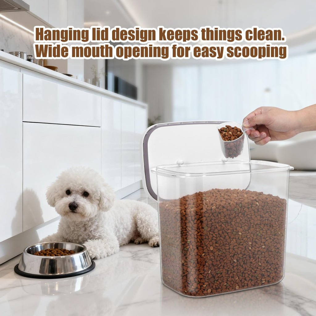 Dog Cat Food Storage Container with Handles, Stackable Pop Up Lids H86548