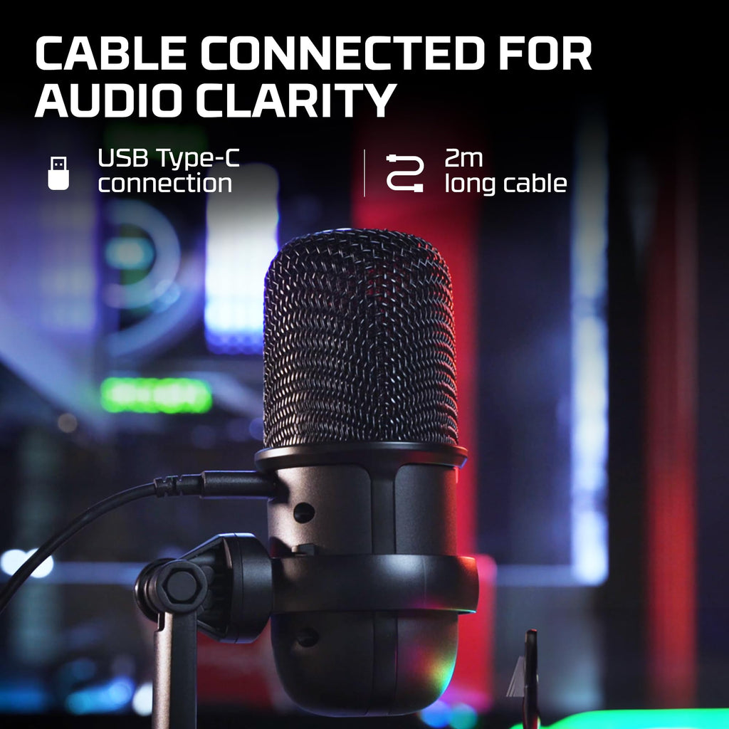 USB Condenser Gaming Microphone, Cardioid, Black C529193