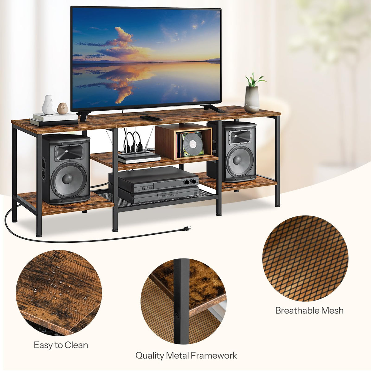 TV Stand with Power Outlets to 65 Inches G75408