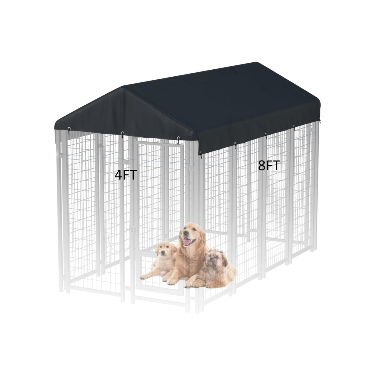 8x4 ft Black Dog Kennel Cover I437257