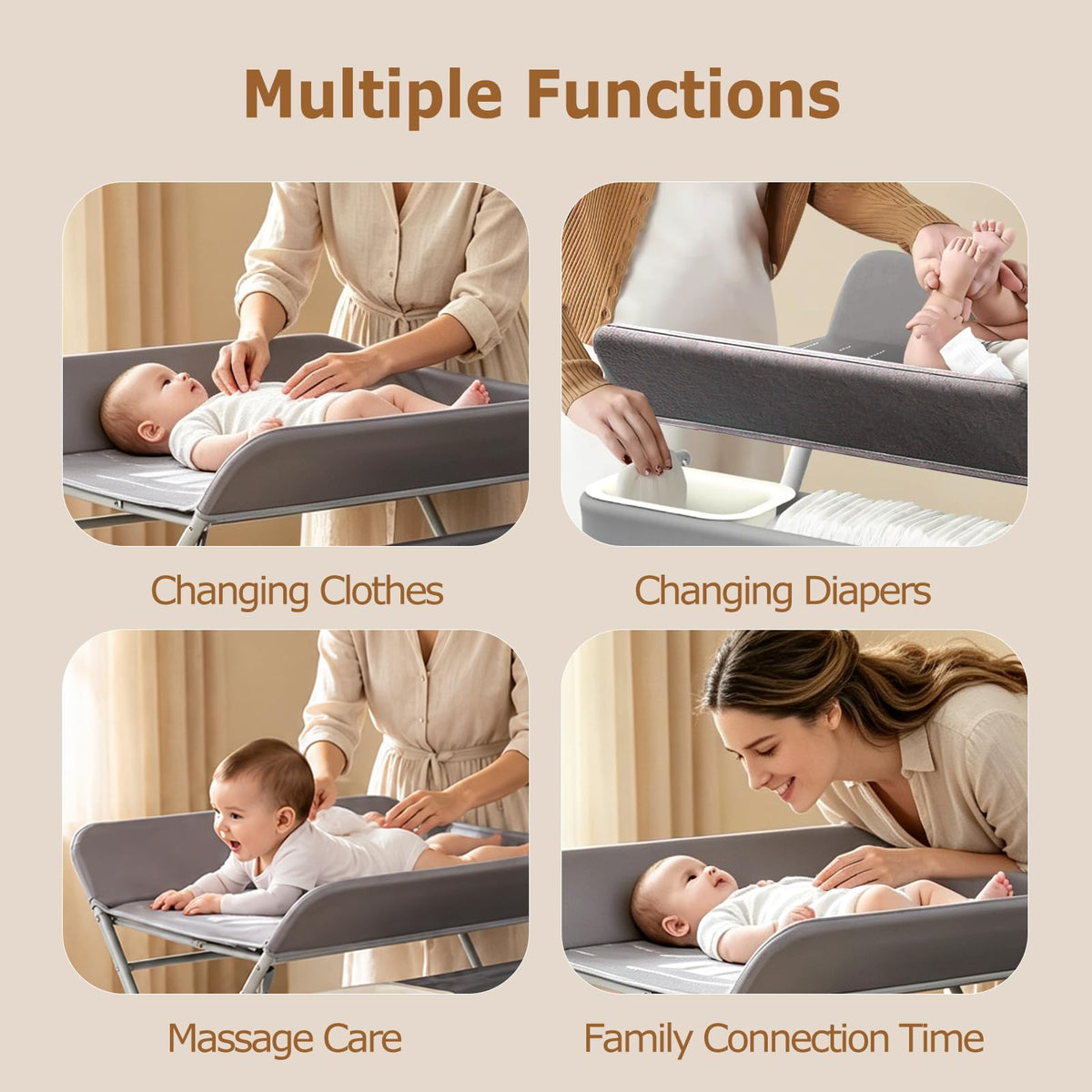 Baby Changing Table with Wheels, Portable Adjustable Folding Diaper Station with Storage V89482