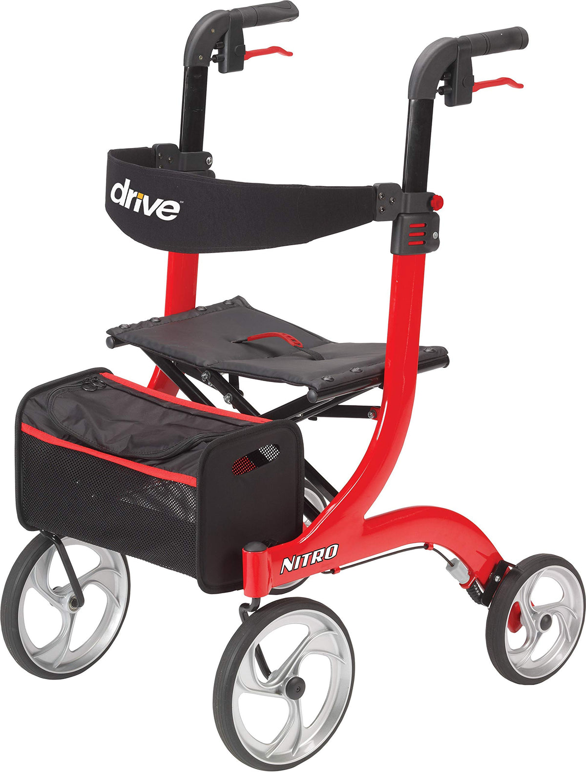 Red 4-Wheel Rollator with Seat J3698