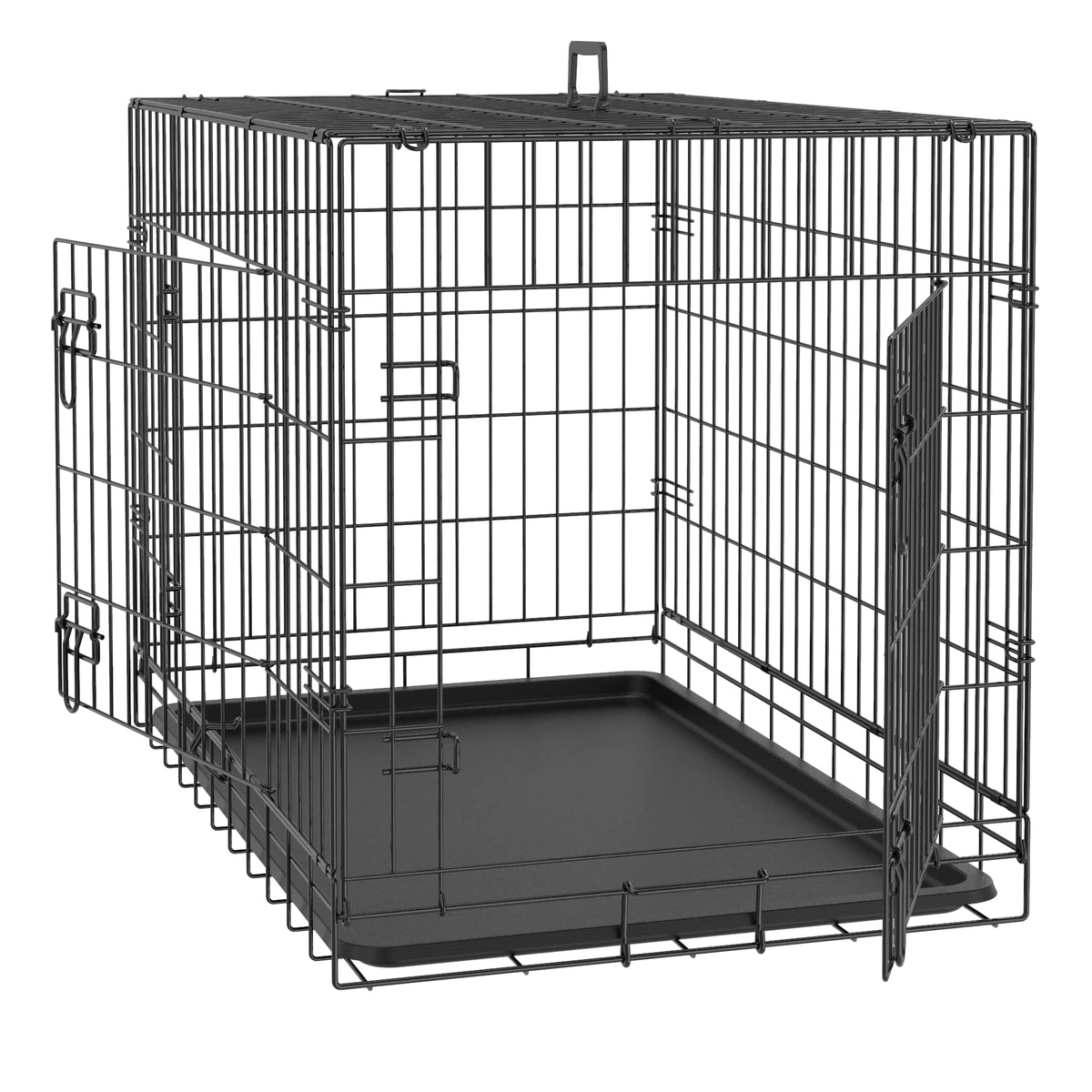 Double Door Folding Metal Wire Dog Crate with Tray F7867