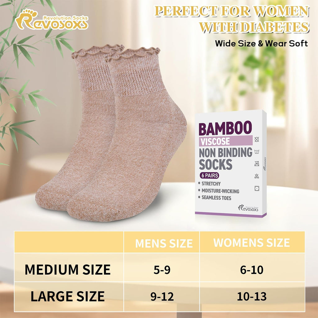 6 Pairs Non Binding Wide Seamless Diabetic Ankle Socks G57968