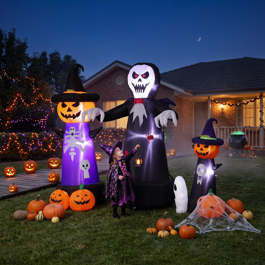 9FT Halloween Inflatable Grim Reaper with Built-in LED Light B275346