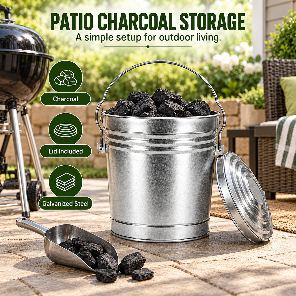 6 Gallon Silver Galvanized Steel Storage Can with Locking Lid E795212