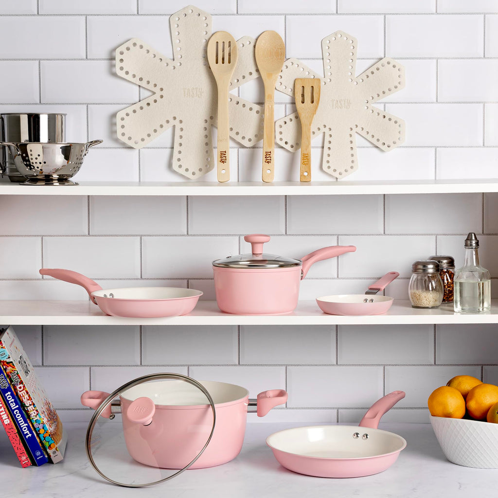12 Piece Pink Nonstick Ceramic Cookware Set U53127
