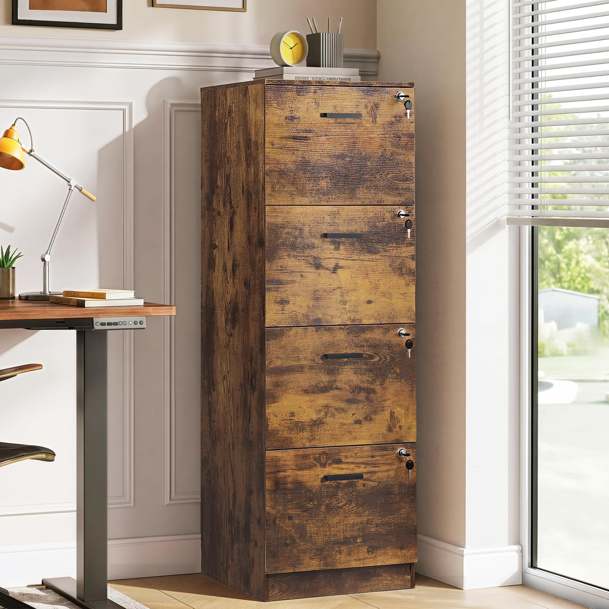 4 Drawer Wood File Cabinet L938